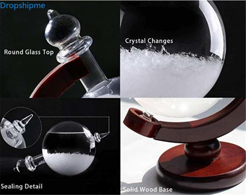Storm Glass Weather Forecast Crystal Barometer with Wooden Base