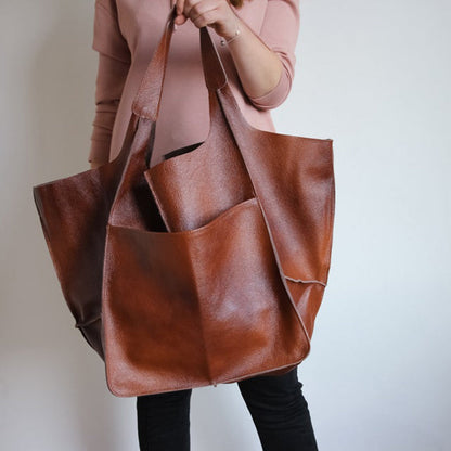 Oversized PU Leather Weekender Travel Tote Bag