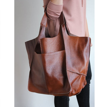 Oversized PU Leather Weekender Travel Tote Bag