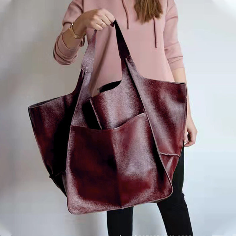 Oversized PU Leather Weekender Travel Tote Bag