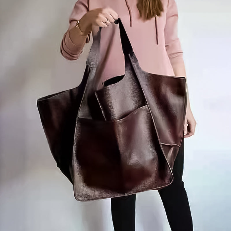 Oversized PU Leather Weekender Travel Tote Bag