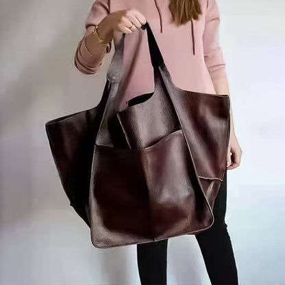 Oversized PU Leather Weekender Travel Tote Bag