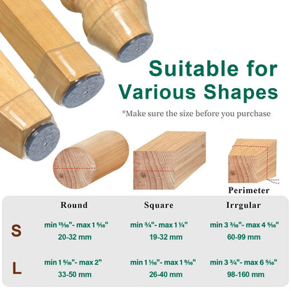 Silicone Chair Leg Floor Protectors with Felt Pads 24 Pack
