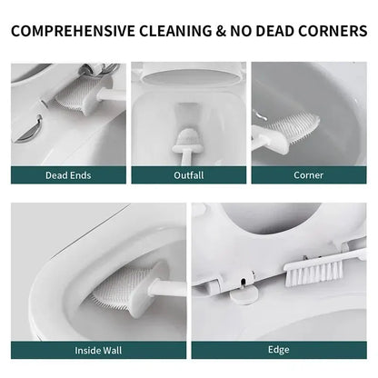 Silicone Toilet Brush Set with Wall Mount and Detail Brush