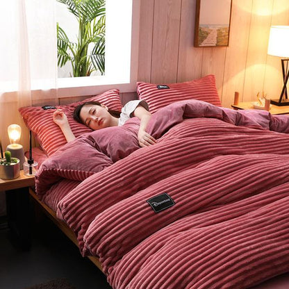 Soft Corduroy Velvet Duvet Cover Bedding Set