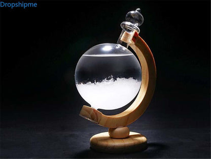 Storm Glass Weather Forecast Crystal with Wooden Base
