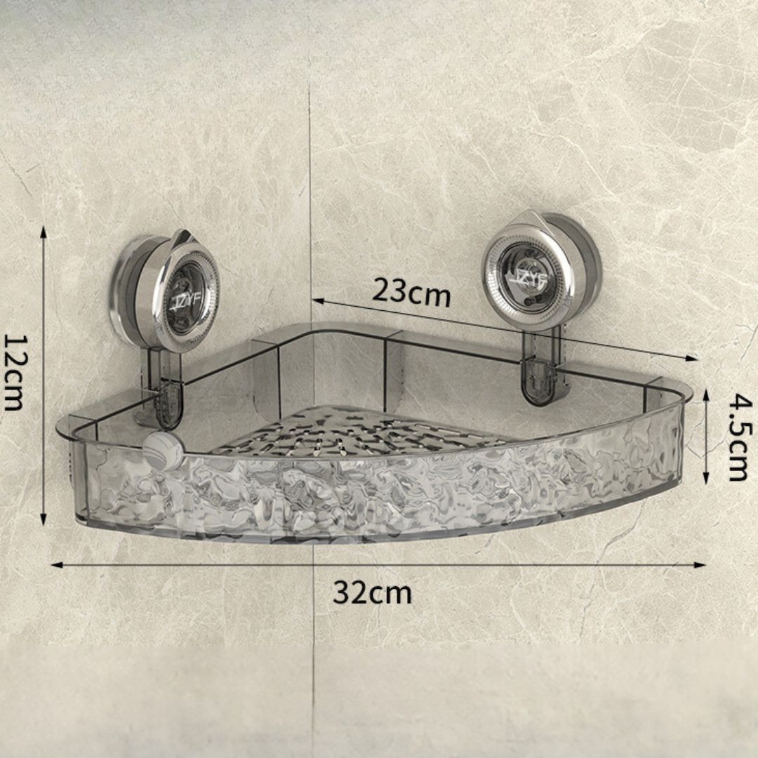 Suction Cup Corner Bathroom Shelf with Dual Storage Levels