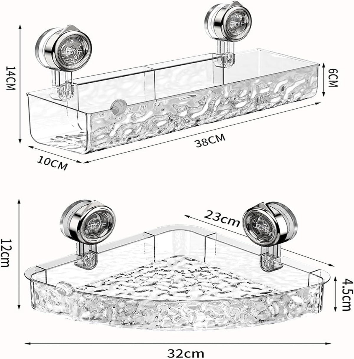 Suction Cup Corner Bathroom Shelf with Dual Storage Levels