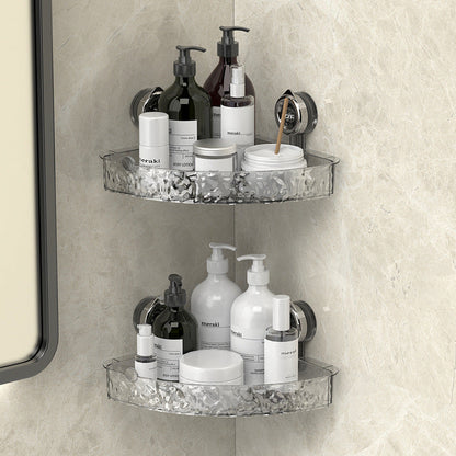 Suction Cup Corner Bathroom Shelf with Dual Storage Levels