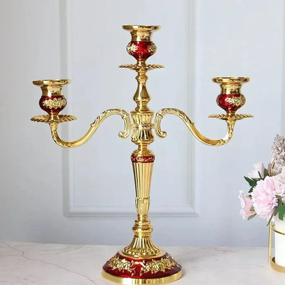 Vintage Gold Metal Taper Candle Holder Centerpiece