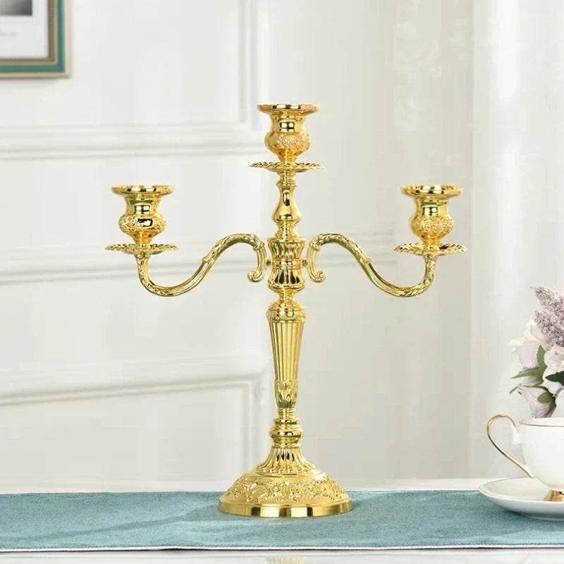 Vintage Gold Metal Taper Candle Holder Centerpiece
