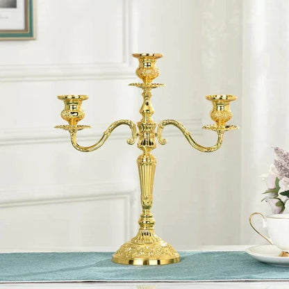 Vintage Gold Metal Taper Candle Holder Centerpiece