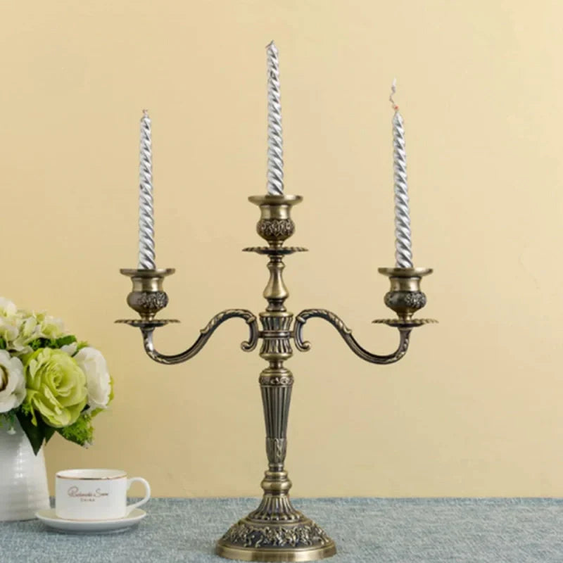 Vintage Gold Metal Taper Candle Holder Centerpiece