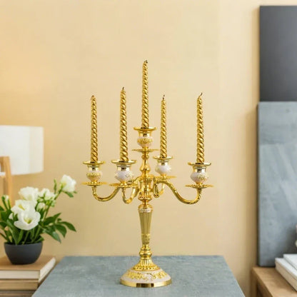 Vintage Gold Metal Taper Candle Holder Centerpiece