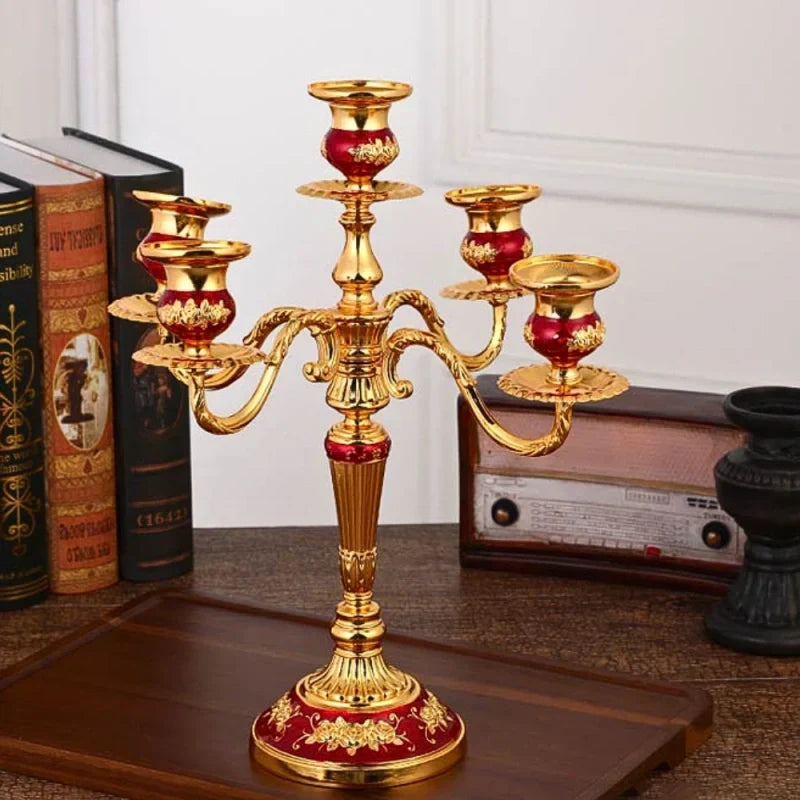 Vintage Gold Metal Taper Candle Holder Centerpiece