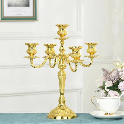 Vintage Gold Metal Taper Candle Holder Centerpiece
