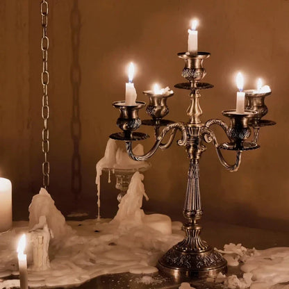 Vintage Gold Metal Taper Candle Holder Centerpiece