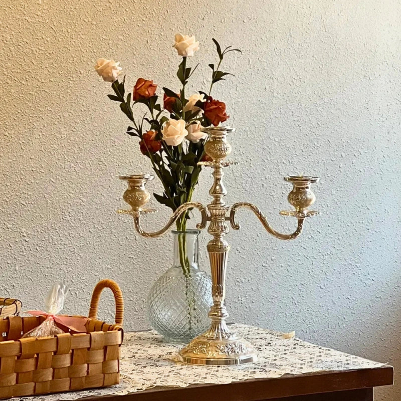 Vintage Gold Metal Taper Candle Holder Centerpiece