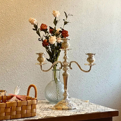 Vintage Gold Metal Taper Candle Holder Centerpiece