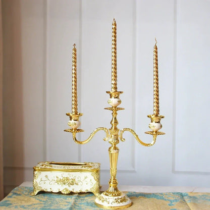 Vintage Gold Metal Taper Candle Holder Centerpiece