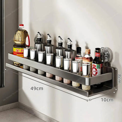 Wall Mounted Suction Cup Kitchen Spice Rack Organizer